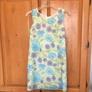 Girls My Michelle Floral Shift Dress in Light Green, Blue & Lavender Size 12
